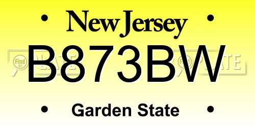 B873BW New Jersey License Plate