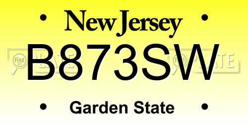 B873SW New Jersey License Plate