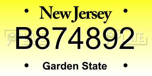 B874892 New Jersey License Plate