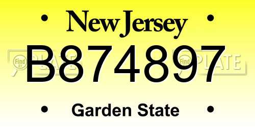 B874897 New Jersey License Plate