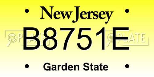 B8751E New Jersey License Plate