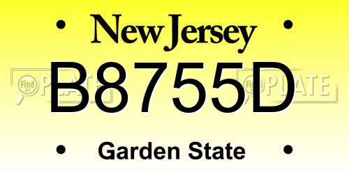 B8755D New Jersey License Plate