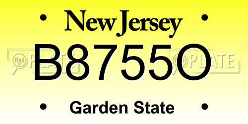 B8755O New Jersey License Plate