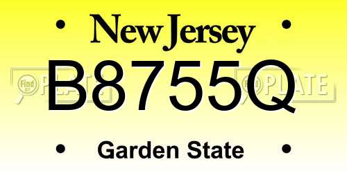 B8755Q New Jersey License Plate