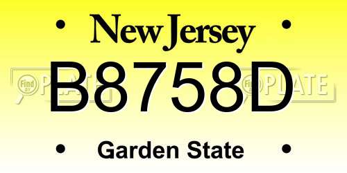B8758D New Jersey License Plate