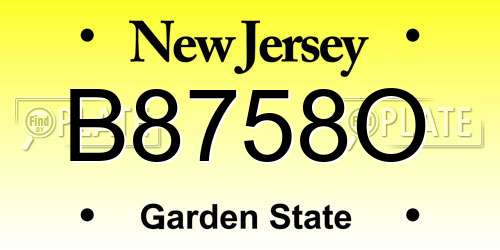 B8758O New Jersey License Plate