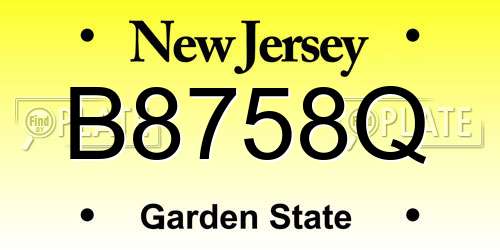 B8758Q New Jersey License Plate