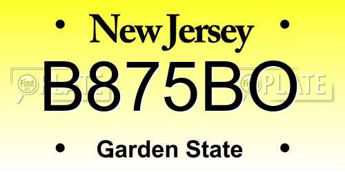 B875BO New Jersey License Plate