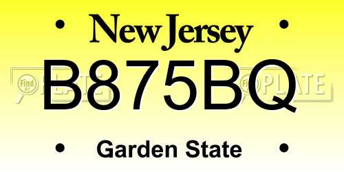 B875BQ New Jersey License Plate