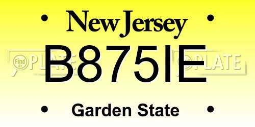 B875IE New Jersey License Plate