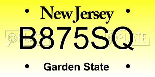 B875SQ New Jersey License Plate