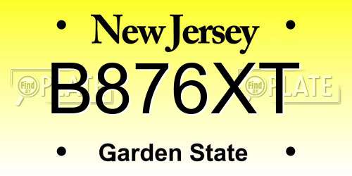 B876XT New Jersey License Plate