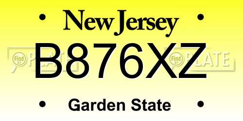 B876XZ New Jersey License Plate