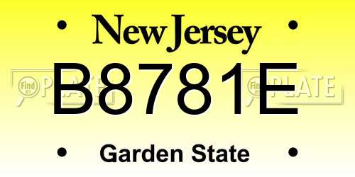 B8781E New Jersey License Plate