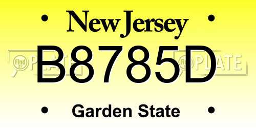 B8785D New Jersey License Plate