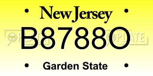 B8788O New Jersey License Plate