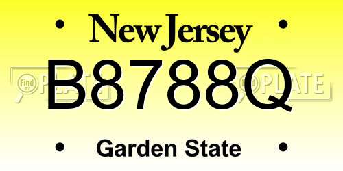 B8788Q New Jersey License Plate