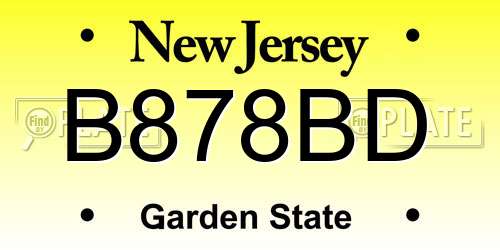 B878BD New Jersey License Plate