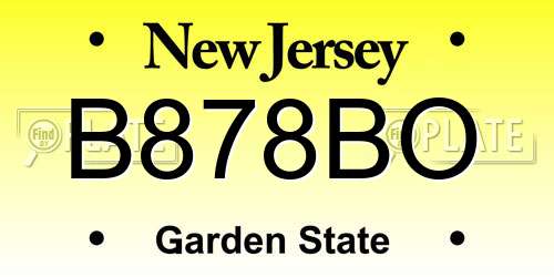 B878BO New Jersey License Plate