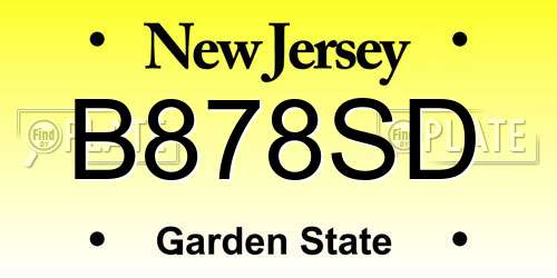 B878SD New Jersey License Plate