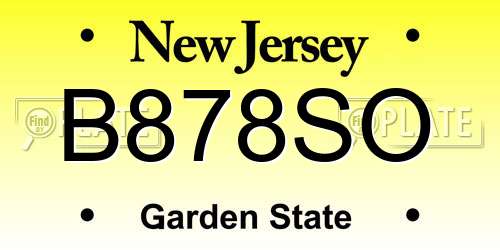B878SO New Jersey License Plate