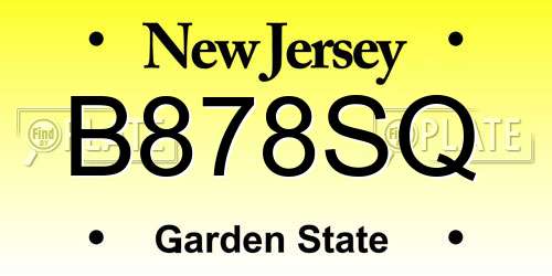 B878SQ New Jersey License Plate