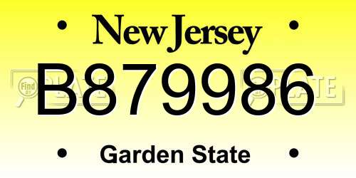 B879986 New Jersey License Plate