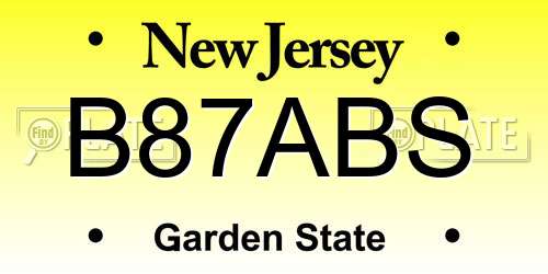 B87ABS New Jersey License Plate