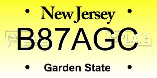 B87AGC New Jersey License Plate