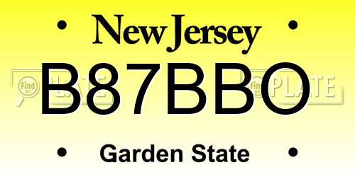 B87BBO New Jersey License Plate