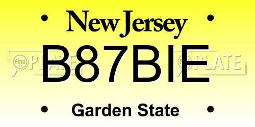 B87BIE New Jersey License Plate