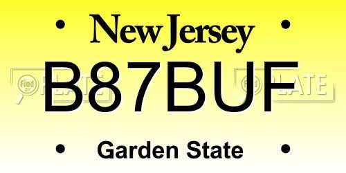 B87BUF New Jersey License Plate
