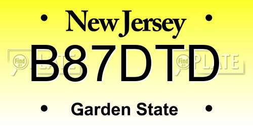 B87DTD New Jersey License Plate