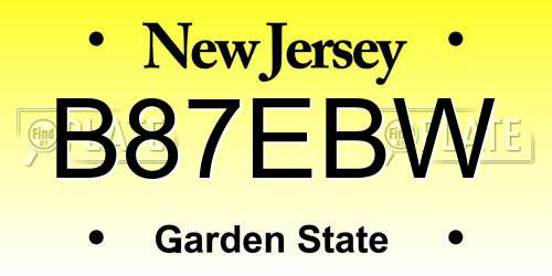 B87EBW New Jersey License Plate