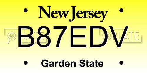 B87EDV New Jersey License Plate