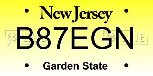 B87EGN New Jersey License Plate
