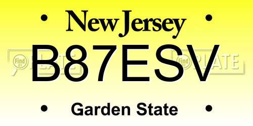 B87ESV New Jersey License Plate