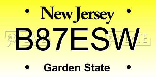 B87ESW New Jersey License Plate