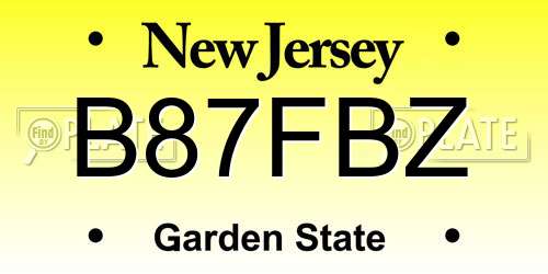 B87FBZ New Jersey License Plate