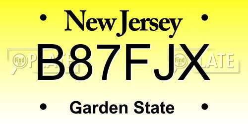 B87FJX New Jersey License Plate