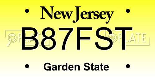 B87FST New Jersey License Plate