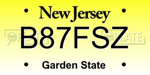 B87FSZ New Jersey License Plate