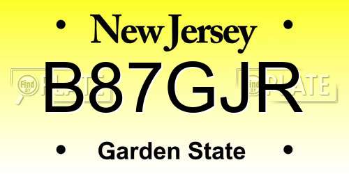 B87GJR New Jersey License Plate