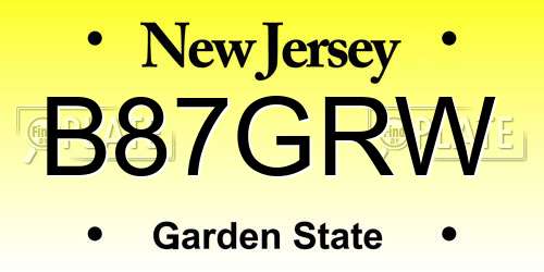 B87GRW New Jersey License Plate