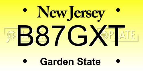 B87GXT New Jersey License Plate