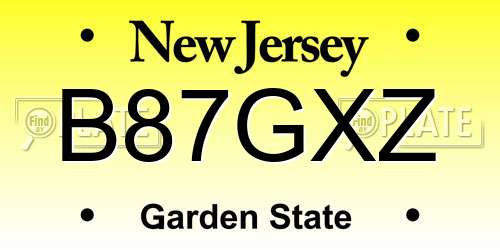 B87GXZ New Jersey License Plate
