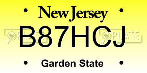 B87HCJ New Jersey License Plate