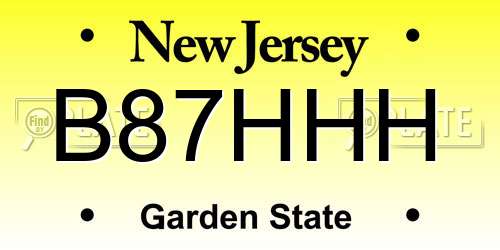 B87HHH New Jersey License Plate