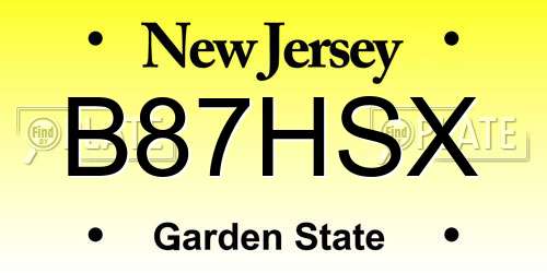 B87HSX New Jersey License Plate