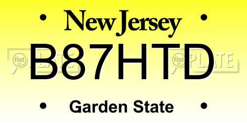 B87HTD New Jersey License Plate